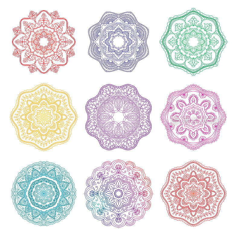 Mandala round floral ornament. Decorative design element. Color outline vector illustration for coloring book, print, template, T-shirt and other items.